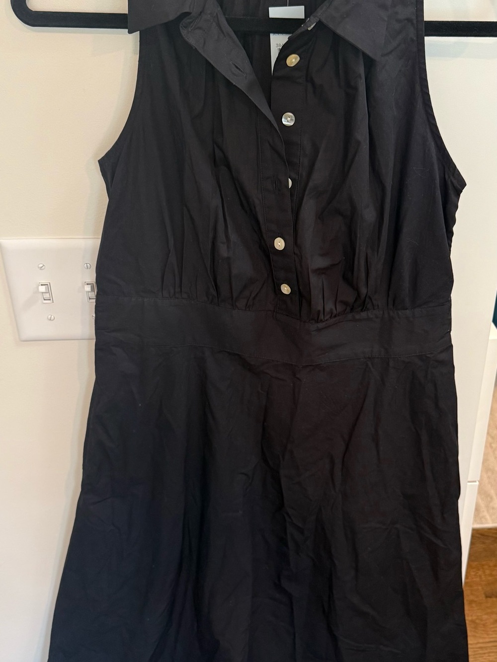 Ann Taylor Black Sleeveless Collared Midi Dress